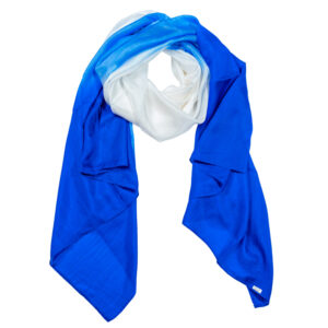 Foulard en soie bleu et blanc