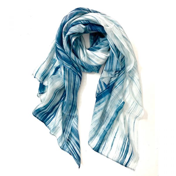 Foulard en soie bleu et blanc