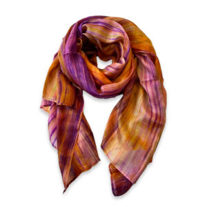 foulard en soie jaune marron violet Nazare
