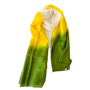 Foulard en soie jaune, blanc et vert