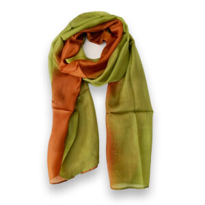foulard en soie vert marron 2